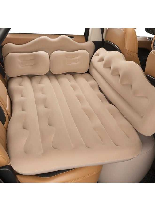 Universal Car Air Mattress Inflatable Travel Bed - Thickened Flocking Back Seat Sleep Pad for SUV, MPV & Sedan - Portable Camping Mattress with Electric Air Pump, 2 Pillows & Foot Piers - Image 5